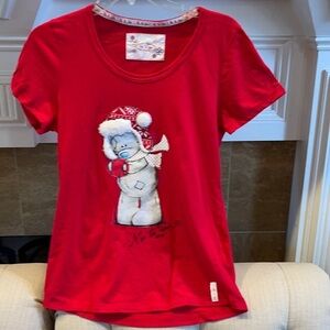 E:me to You Red 3-D Sz M Scooped Neck T-Shirt